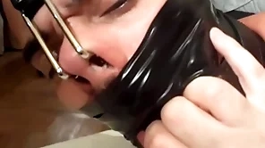 Leicy sposito nosehooked tapegagged bondage hogtied