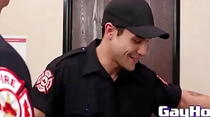 Studs from firedept to eachother a spicy blowjob