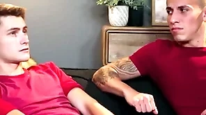 Stepdad fucks stepson coupled with his swain in threesome