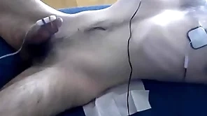 Male tied, edged with vibrator and nipple estim