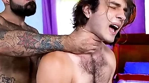 Hairy stepdad fucking his stepson real hard - gay porn