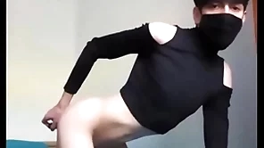 Femboy sticks a vibrator up his ass