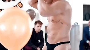 Straight groom-to-be gets to a certain take aback by his groomsmen! michael boston is fucked by male stripper lucca mazzi during his virtuous party!