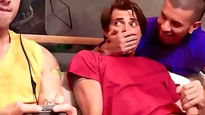 Hot guys bonk abutting gaming team up