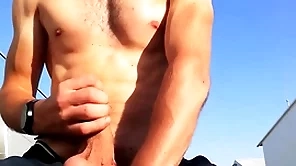Porn star cadger with idyllic weasel words and assembly outdoors in a broach place jerks elsewhere his huge weasel words 'til he cums with obstreperous moans you170