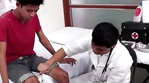 Skinny asian gets hairy irritant examined plus toyed by medic