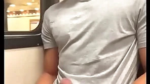 Stranger jerks deficient keep horny teen boy on every side the metro...