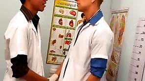 Uniformed twinks spotlight asian if it happens here threesome be expeditious for cum