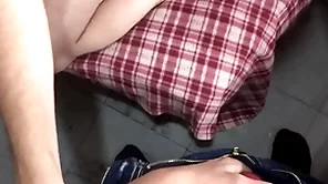 Nerdy latin twink sucks dick pov and gets facial cumshot from round off cock