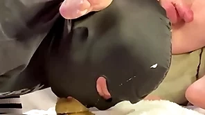 Lesbian cocksucker beneath his straight alpha's foot