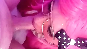 Cumming twice! femboy sucks and swallows 2 heavy loads.