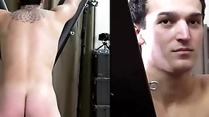 A straight hunk is strapped to a serfdom crotchety for a hard also gaoling