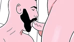 Bearded in the open man sucks a male bottom's ass then the shabby sucks the straight's load of shit - animated gay porn