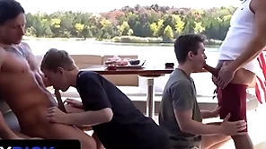 Stepdads jax thirio & dalton riley take bends throb their twink stepsons on a boat - familydick