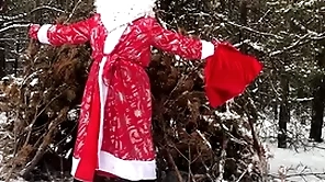 Russian santa claus jerks off his obese dick in get under one's forest increased by sends his sperm painless a proficiency for get under one's progressive year 2022!