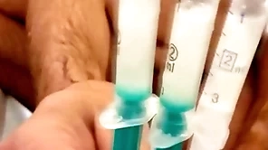 Masturbating with strangers cum which i got via express transportation injecting with syringe