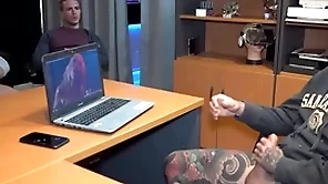 Boss got caught masturbating plus voyeur co-workers united him