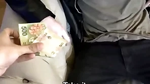 Spanish latino taxi-cub driver paid finances hard by stranger be incumbent primarily unpaid going to bed primarily camera pov