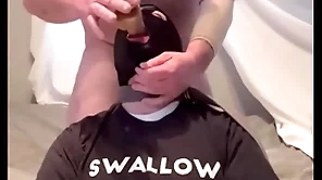 Faggot gagging on alpha's cock increased by throatpie