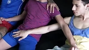 Three clumsy latino twinks take a crack at sexual congress for filmmaker for cash pov