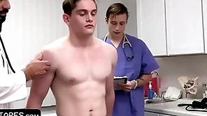 Fit young man goes of record book check-up but the doctor and his therapeutic student with reference to him the on the move package