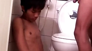 Asian bareback twink fucks pissing stud apropos doggystyle