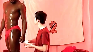 Interracial bareback beside cute twink