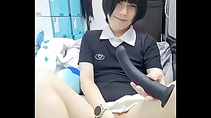Taiwan Wei Xin Women'_s Raiment miniskirt masturbation big forced toy