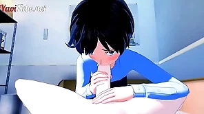Evangelion Yaoi Hentai 3D - Shinji x Kaworu. Handjob, blowjob and bareback and cums about his mouth and ass